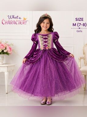 What A Character! Purple Princess Costume Dress Girls M (7-8) Rapunzel Fairytale